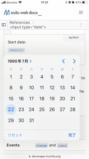 Example of date picker
